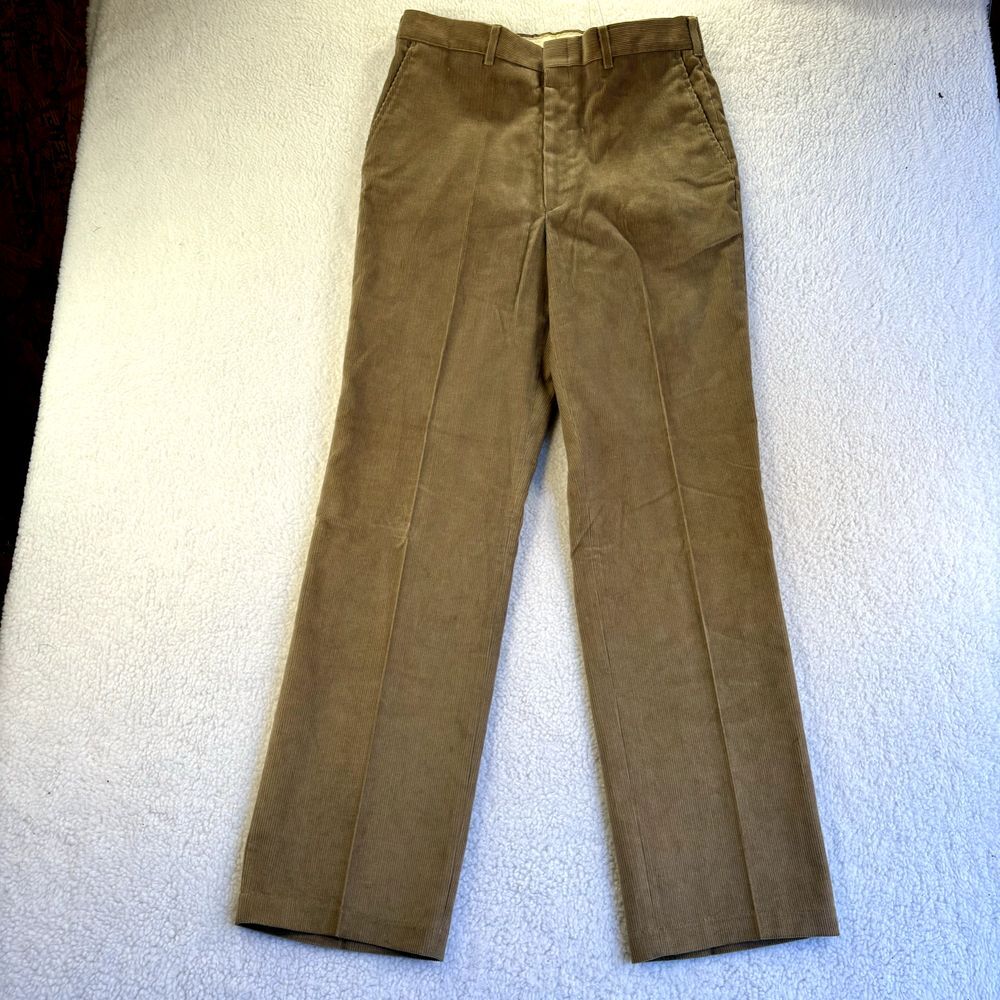 Haggar Mens Pants 34 Brown Corduroy Straight Leg Flat Front 34X34 Cotton